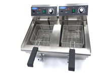 Lade das Bild in den Galerie-Viewer, Maxima Edelstahl und Elektrische Fritteuse mit Wasserhahn 2 x 10L